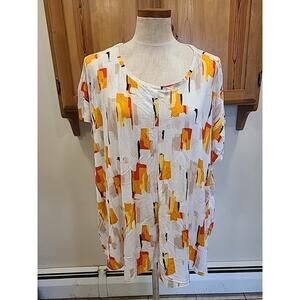 Philosophy Women's Orange and White Blouse Size 3X Short Sleeve